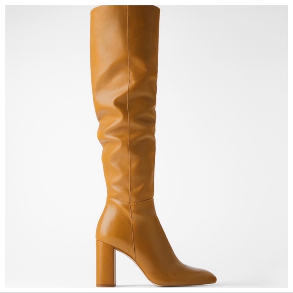 Zara leather heeled boots
